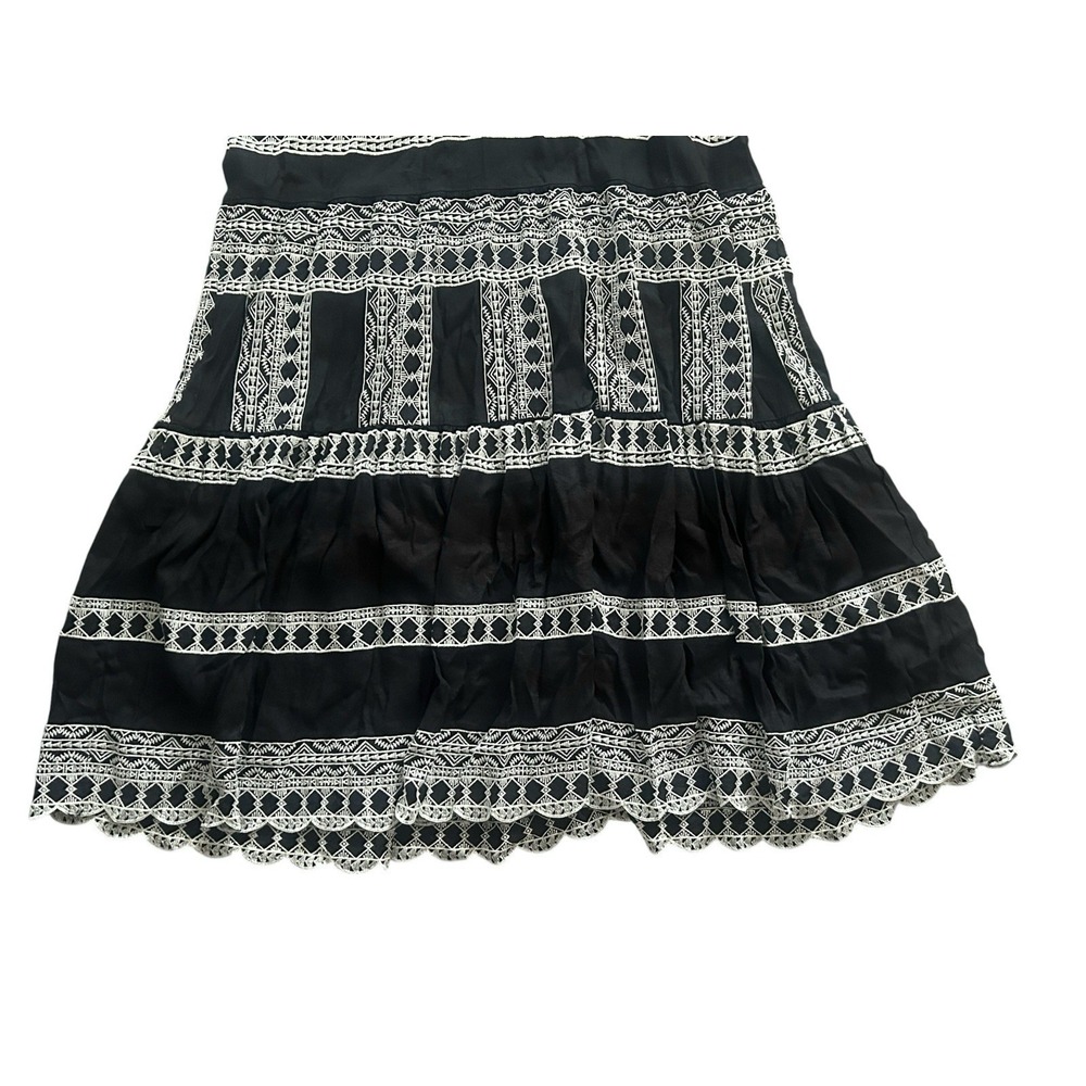 NEW Zara Midi Dress Black Embroidered Linen Blend Tiered Long Sleeve 2XL Boho - Picture 9 of 14